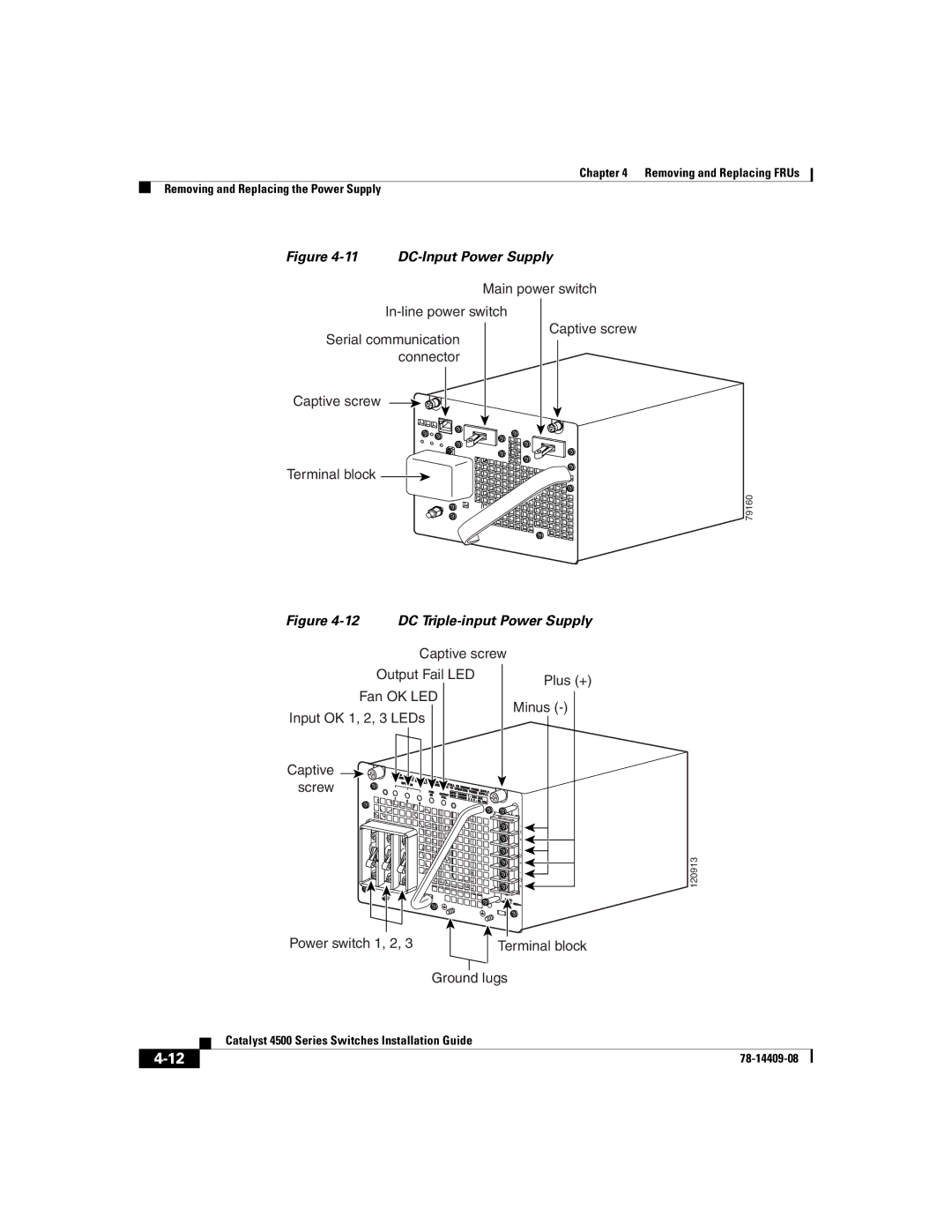 Cisco Systems WSC4500XF16SFP, WSC4500X24XIPB, WSC4500XF32SFP manual DC-Input Power Supply 