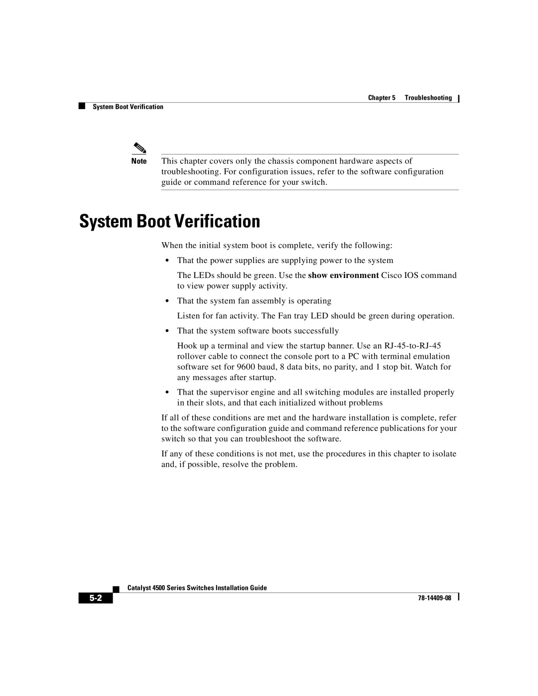 Cisco Systems WSC4500XF32SFP, WSC4500X24XIPB, WSC4500XF16SFP manual System Boot Verification 