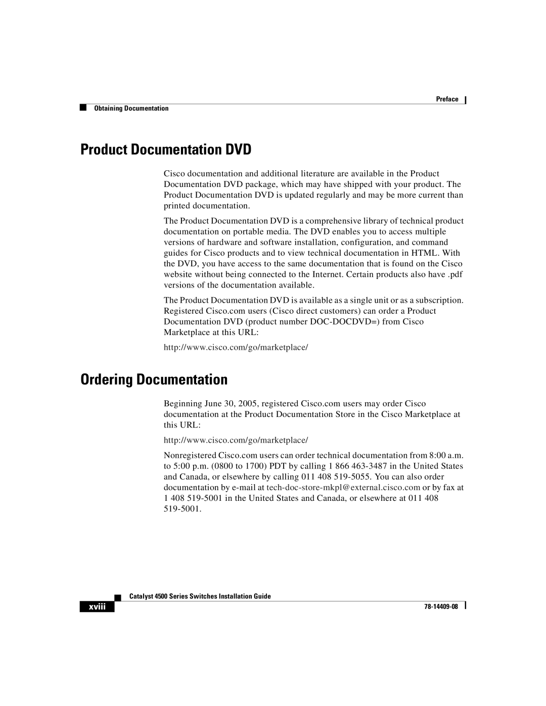 Cisco Systems WSC4500X24XIPB, WSC4500XF32SFP, WSC4500XF16SFP manual Product Documentation DVD, Ordering Documentation 