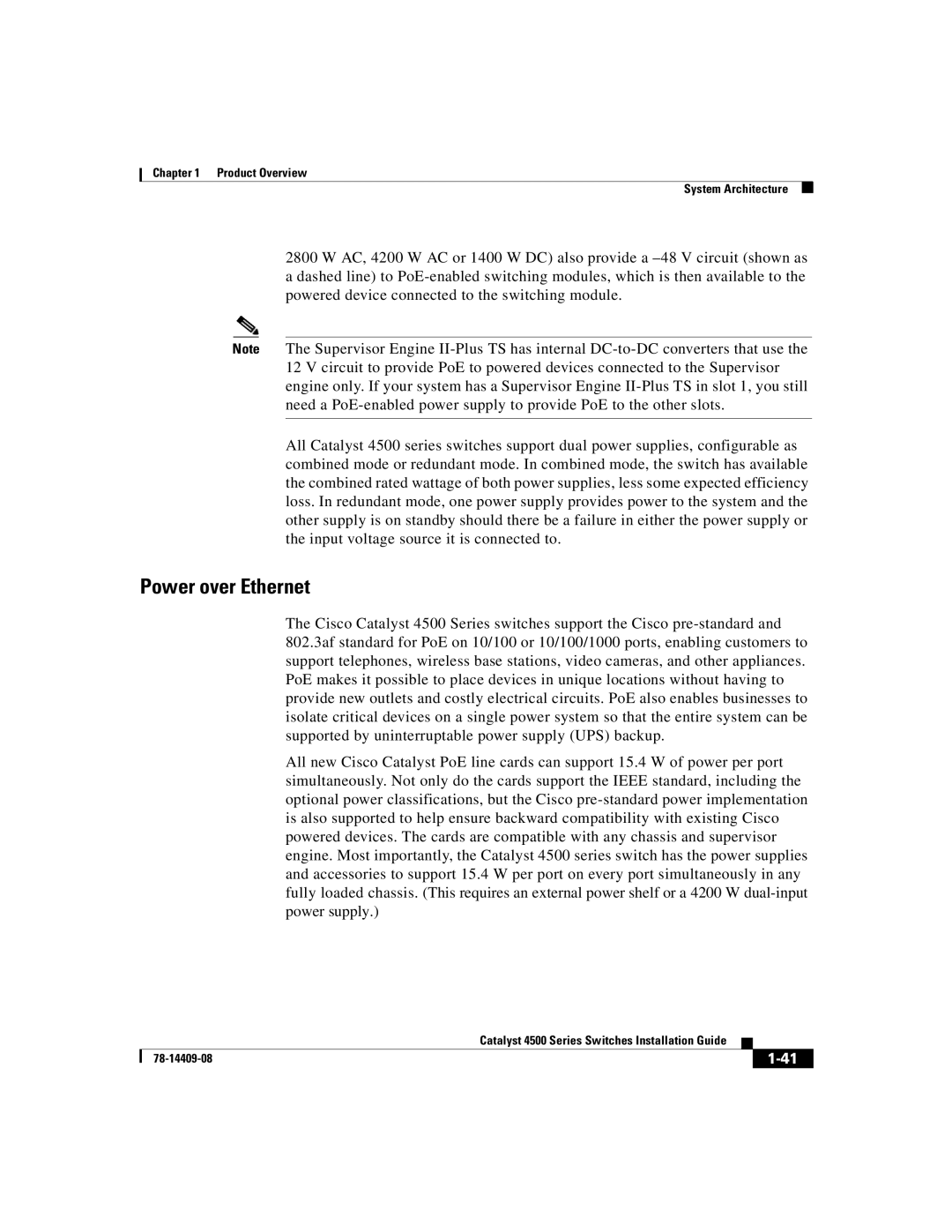 Cisco Systems WSC4500XF16SFP, WSC4500X24XIPB, WSC4500XF32SFP manual Power over Ethernet 