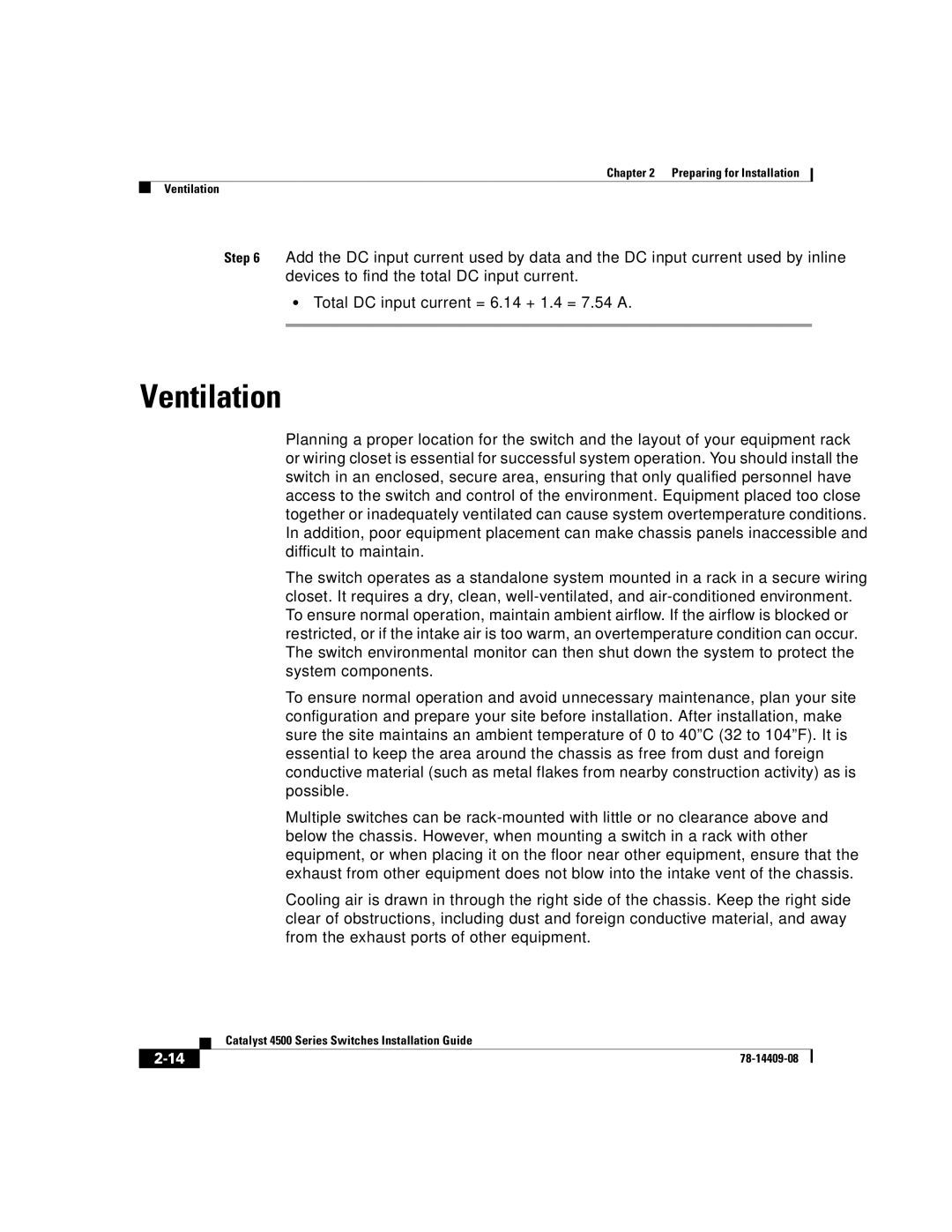 Cisco Systems WSC4500XF16SFP, WSC4500X24XIPB, WSC4500XF32SFP manual Ventilation 