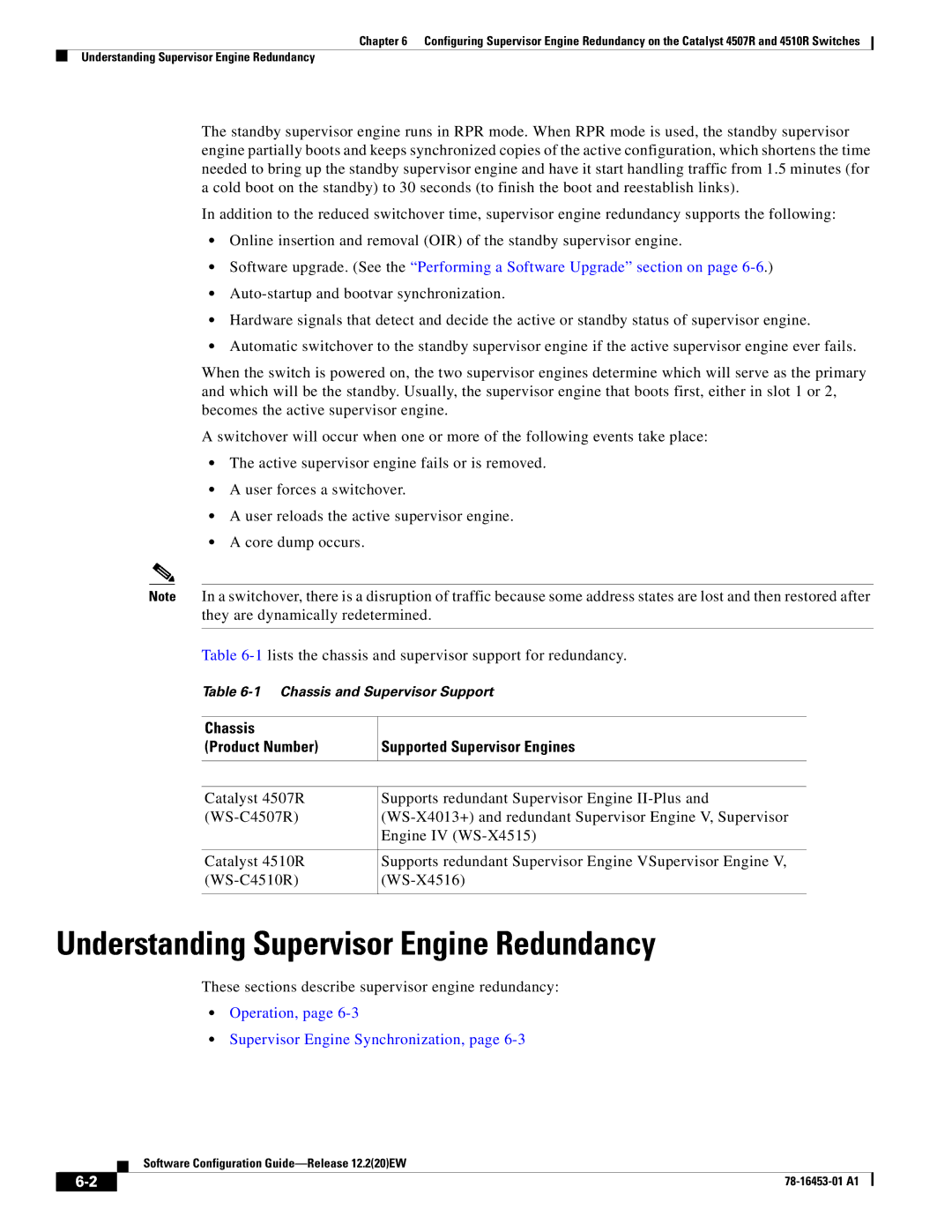 Cisco Systems WSC4507RE96V Understanding Supervisor Engine Redundancy, Chassis Product Number Supported Supervisor Engines 