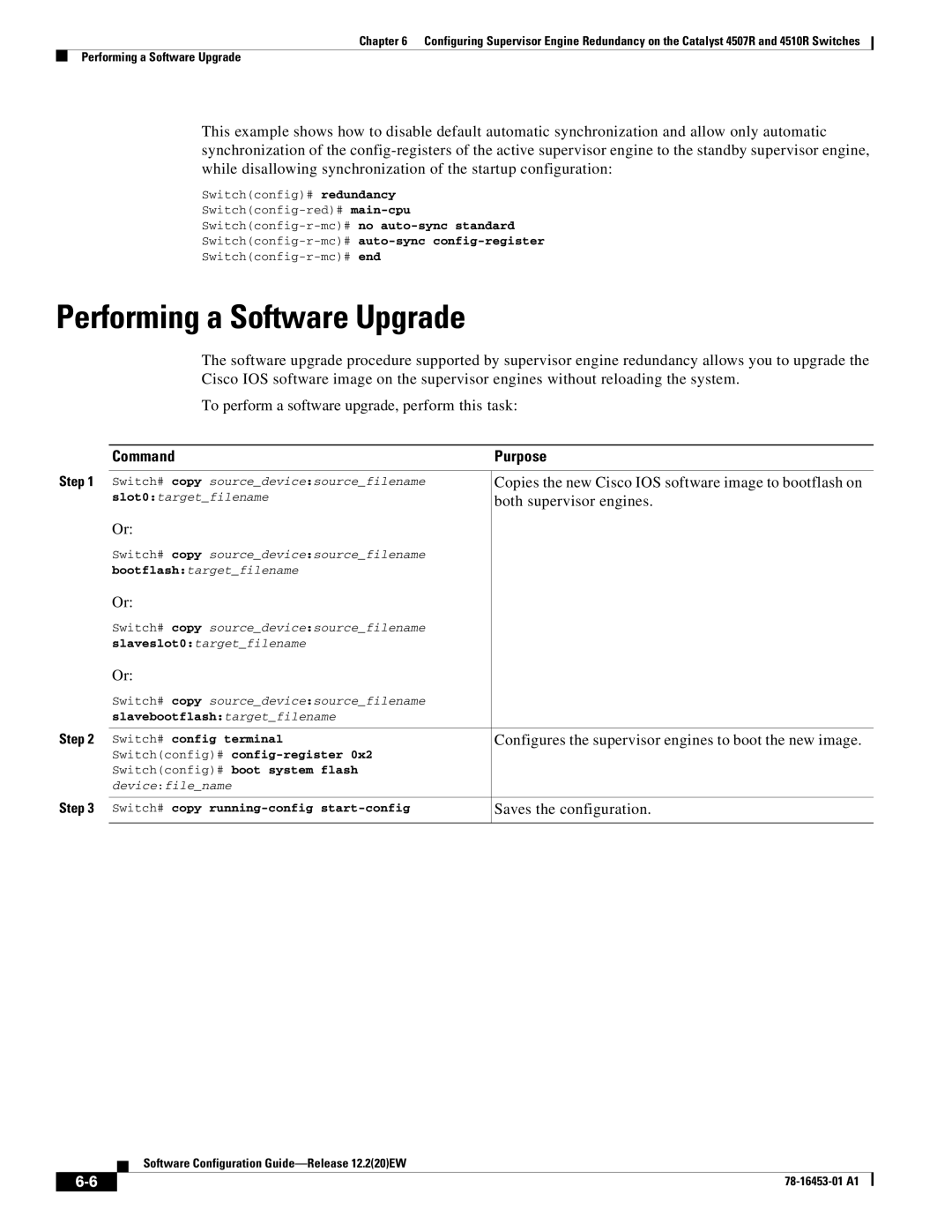 Cisco Systems WSC4507RE96V manual Performing a Software Upgrade, Copies the new Cisco IOS software image to bootflash on 