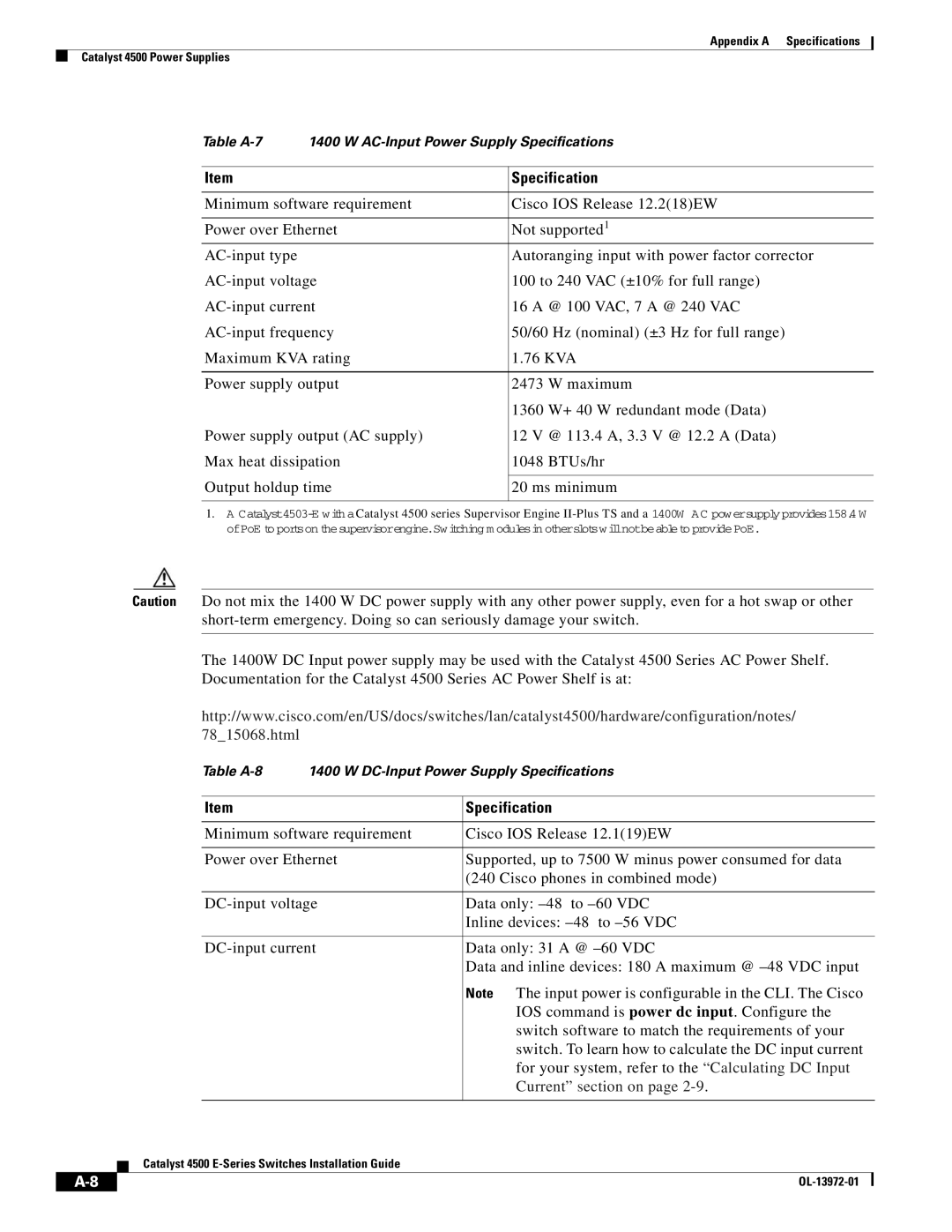 Cisco Systems WSUPOE12VPSPL, 4500 E-Series manual Current section on 