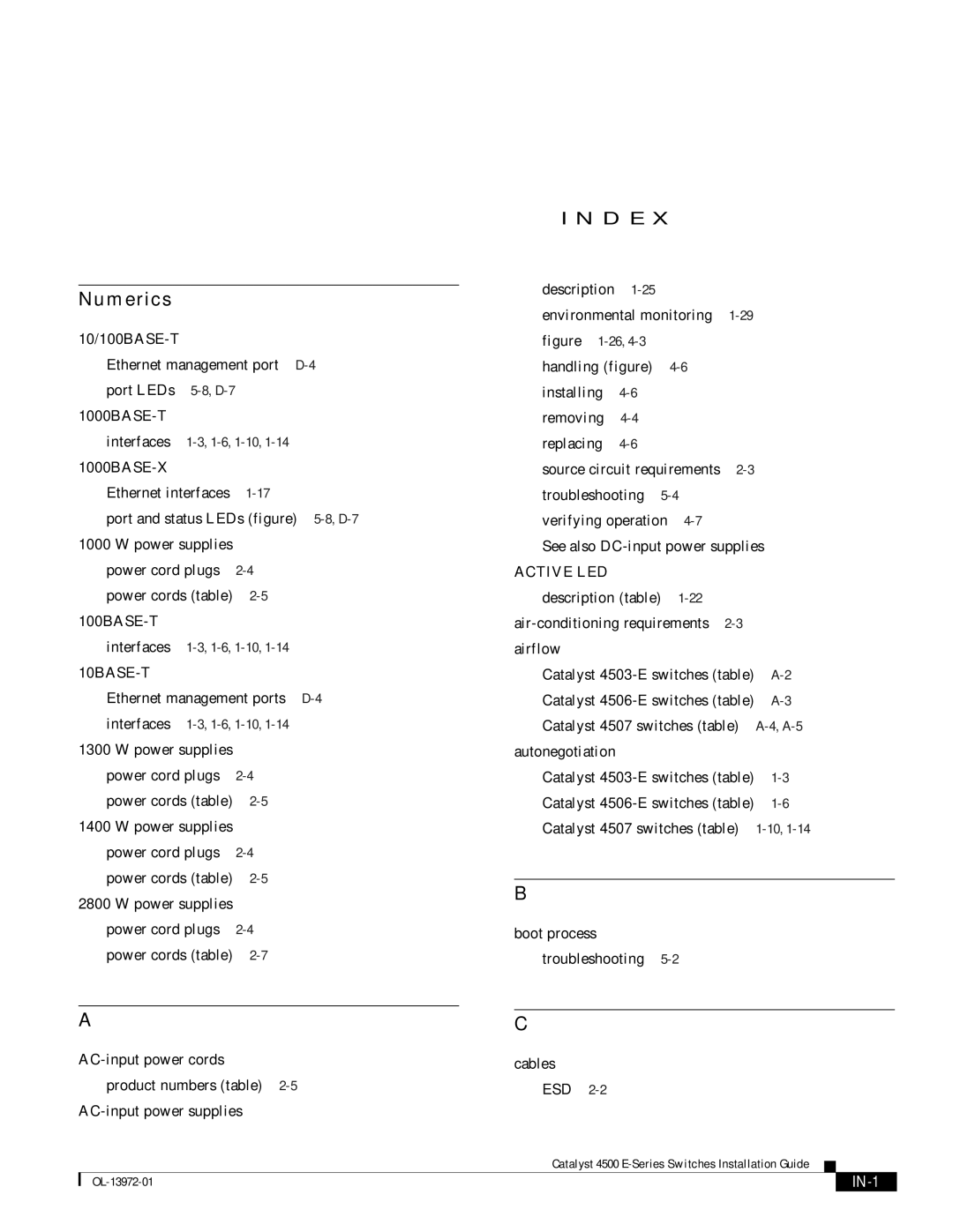 Cisco Systems 4500 E-Series, WSUPOE12VPSPL manual Numerics, Active LED 