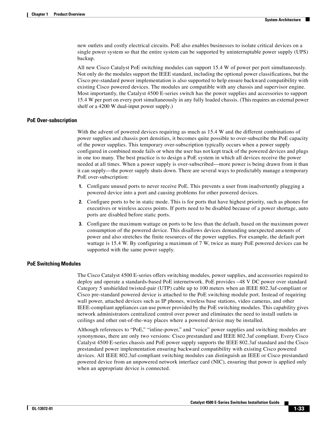 Cisco Systems 4500 E-Series, WSUPOE12VPSPL manual PoE Over-subscription 