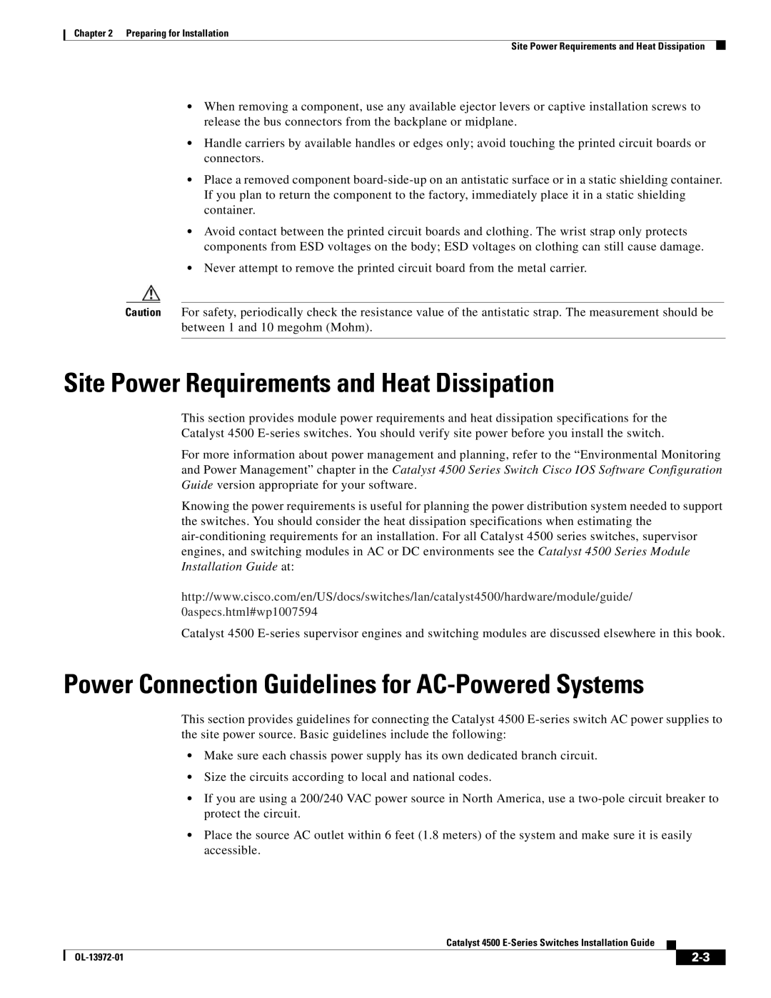 Cisco Systems 4500 E-Series, WSUPOE12VPSPL manual Site Power Requirements and Heat Dissipation 