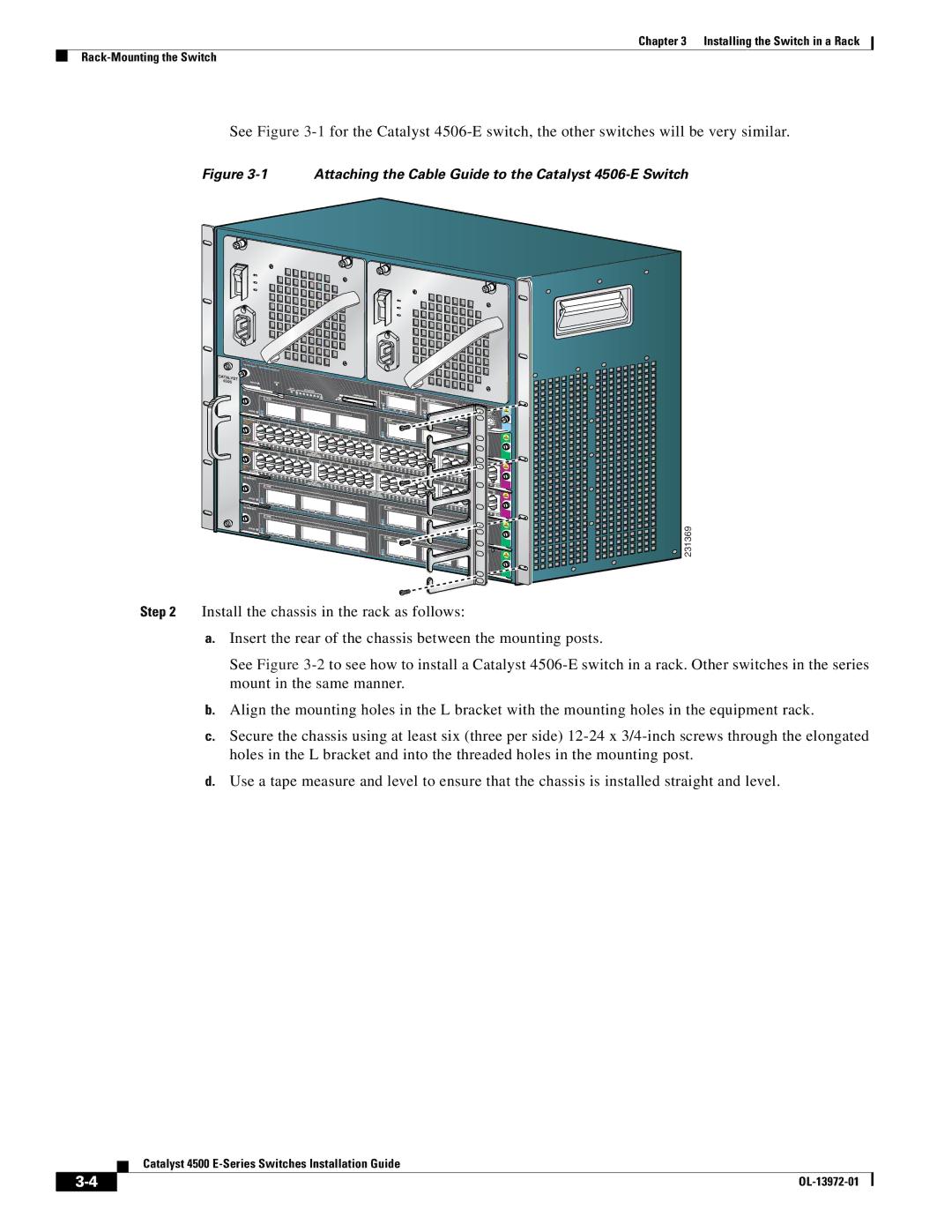 Cisco Systems WSUPOE12VPSPL, 4500 E-Series manual Attaching the Cable Guide to the Catalyst 4506-E Switch 