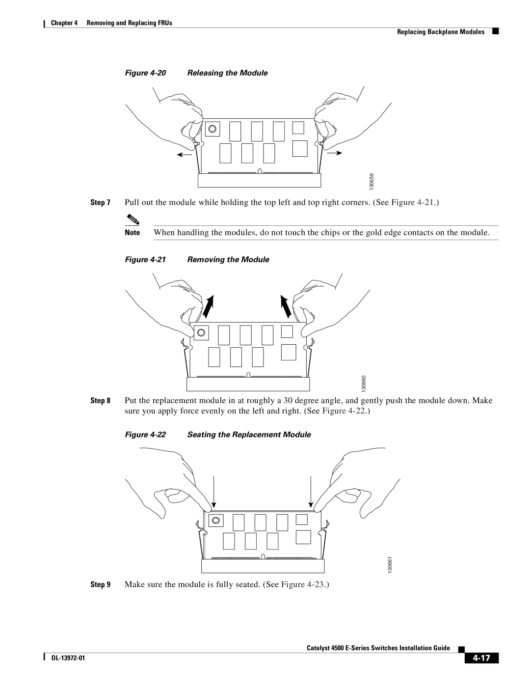 Cisco Systems 4500 E-Series, WSUPOE12VPSPL manual Make sure the module is fully seated. See Figure 