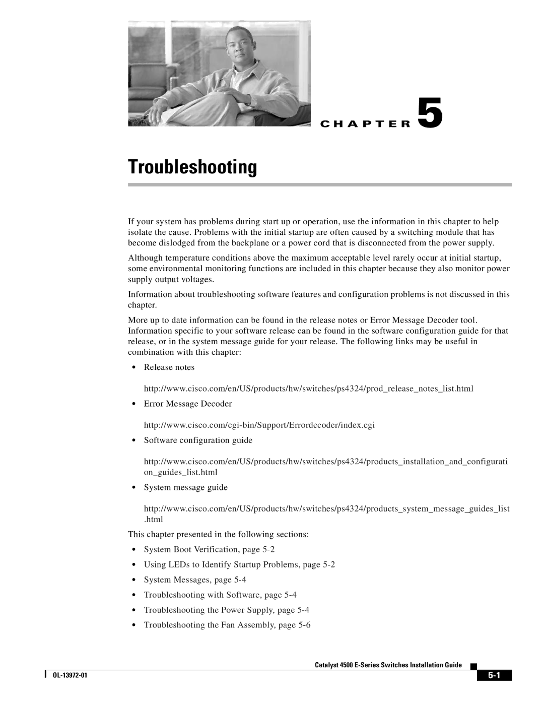 Cisco Systems 4500 E-Series, WSUPOE12VPSPL manual Troubleshooting 