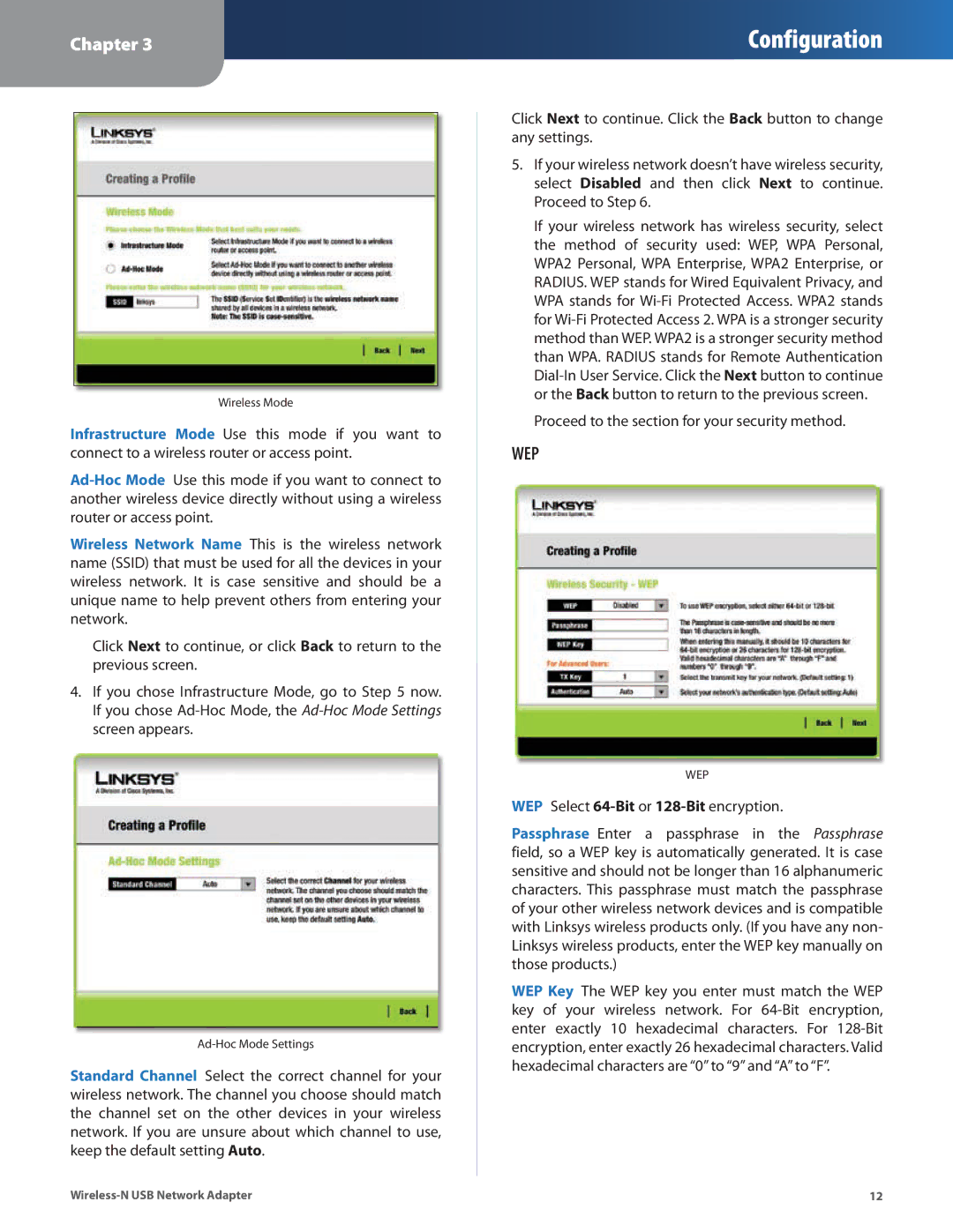 Cisco Systems WUSB300N manual Proceed to the section for your security method 