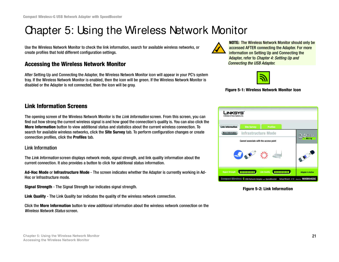 Cisco Systems WUSB54GSC manual Using the Wireless Network Monitor, Accessing the Wireless Network Monitor 