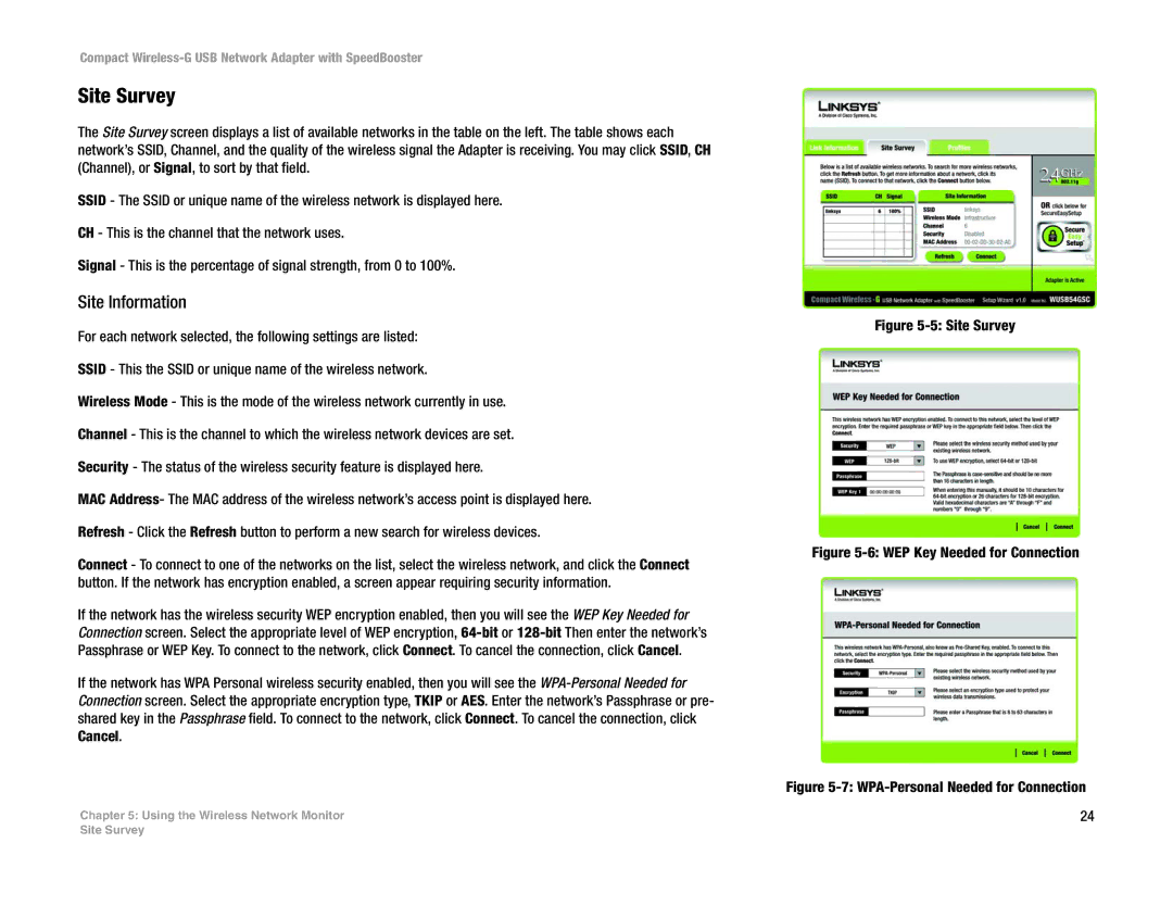 Cisco Systems WUSB54GSC manual Site Survey, Site Information 