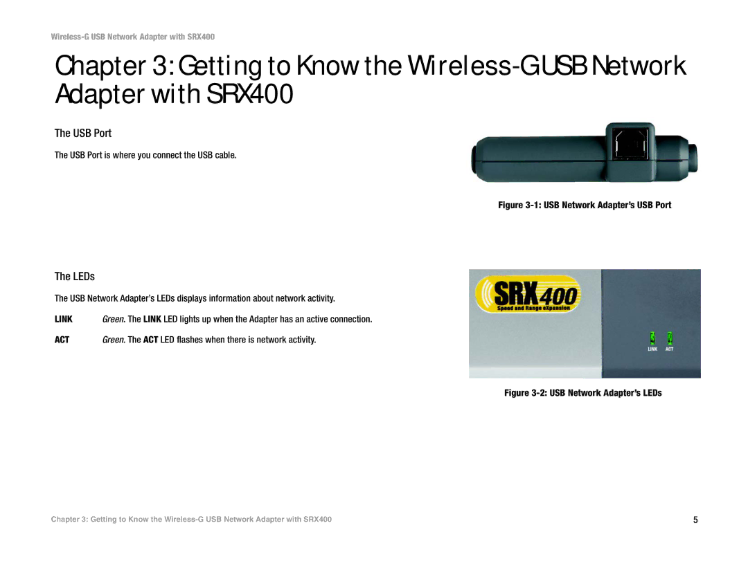 Cisco Systems WUSB54GX4 manual USB Port, LEDs 