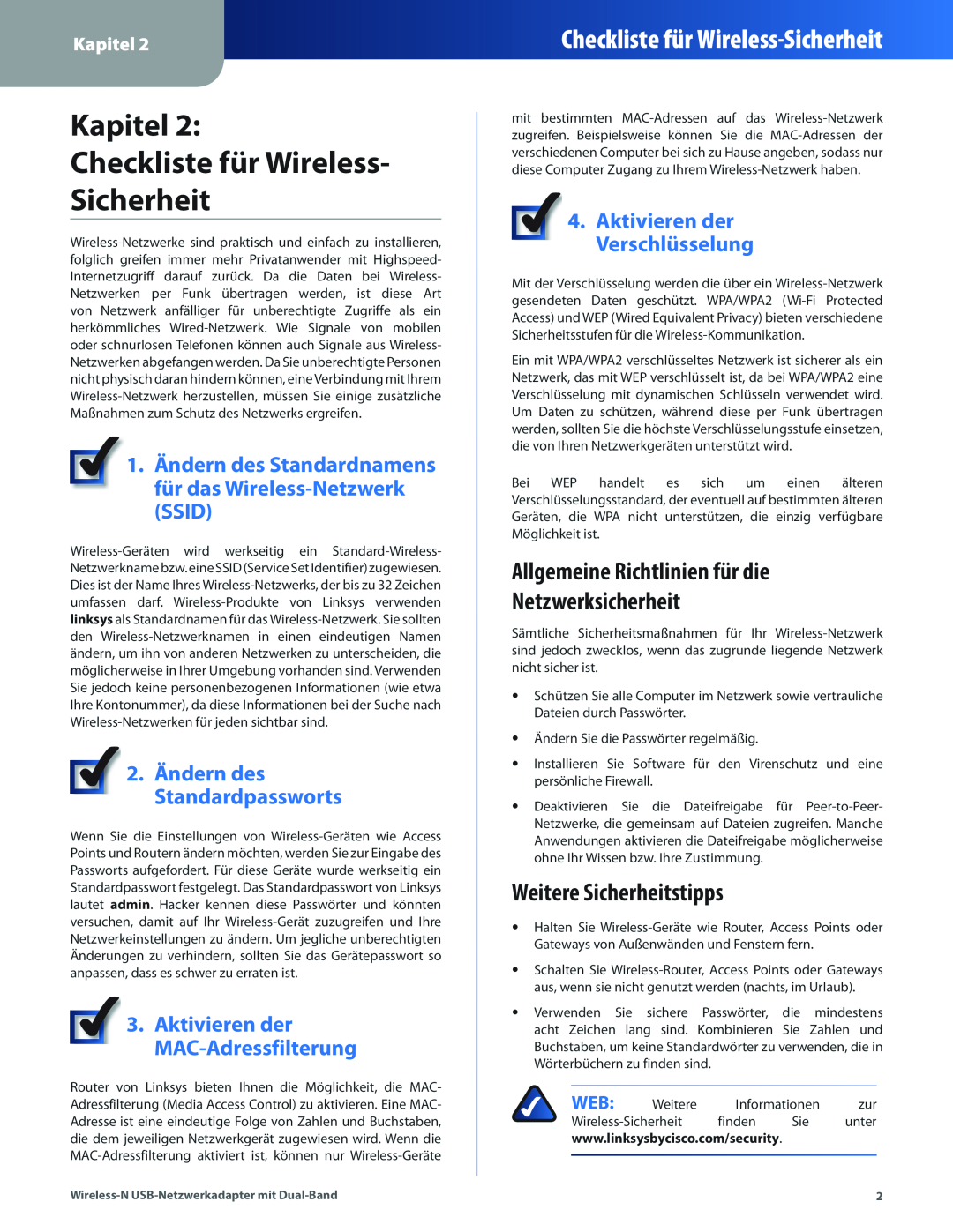 Cisco Systems WUSB600N Kapitel Checkliste für Wireless- Sicherheit, Allgemeine Richtlinien für die Netzwerksicherheit 