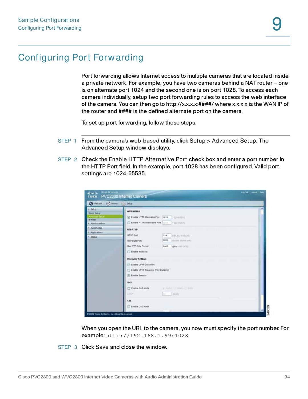 Cisco Systems WVC2300 manual Configuring Port Forwarding 