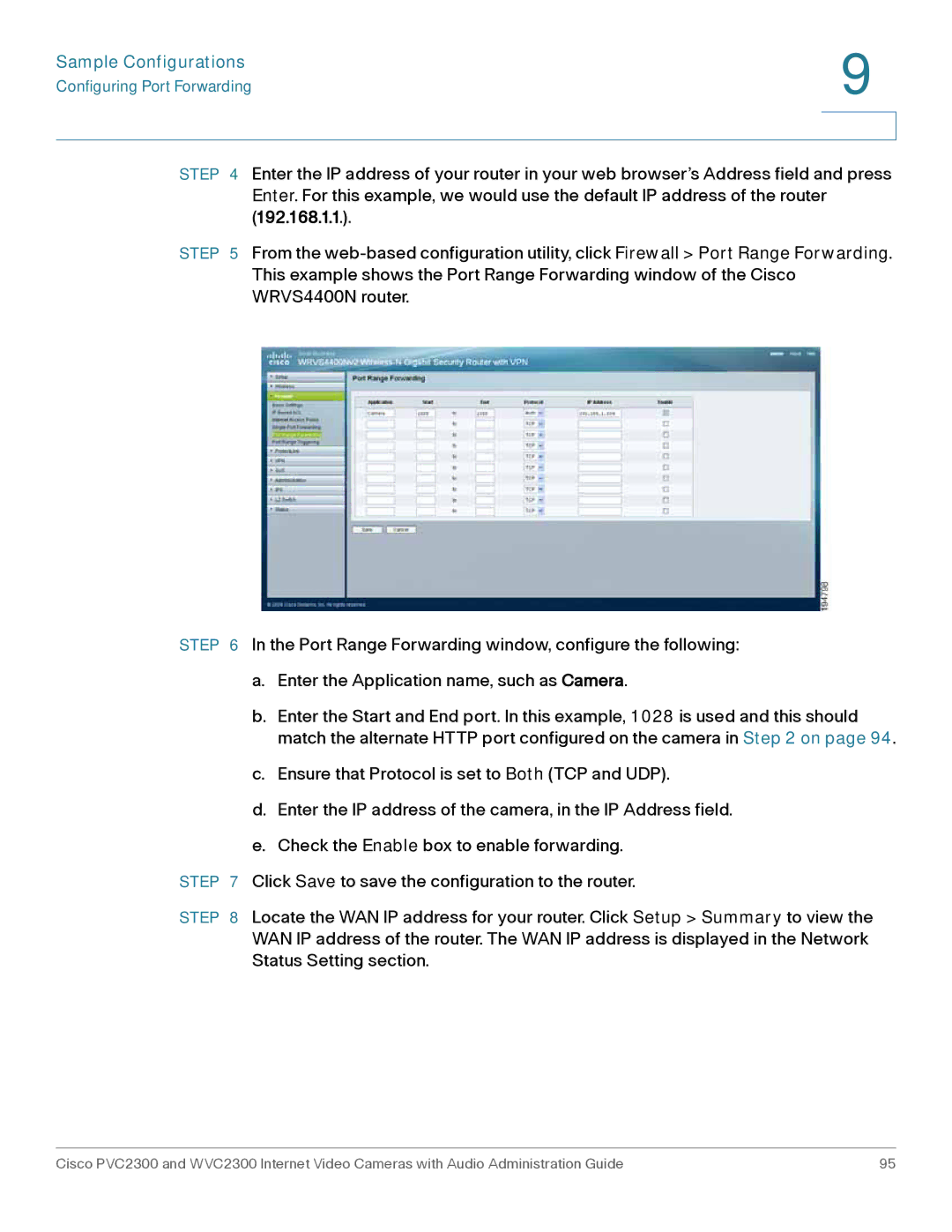 Cisco Systems WVC2300 manual Sample Configurations 