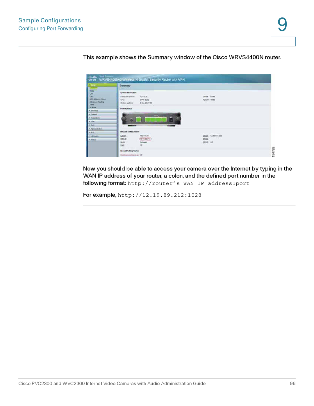 Cisco Systems WVC2300 manual For example, http//12.19.89.2121028 