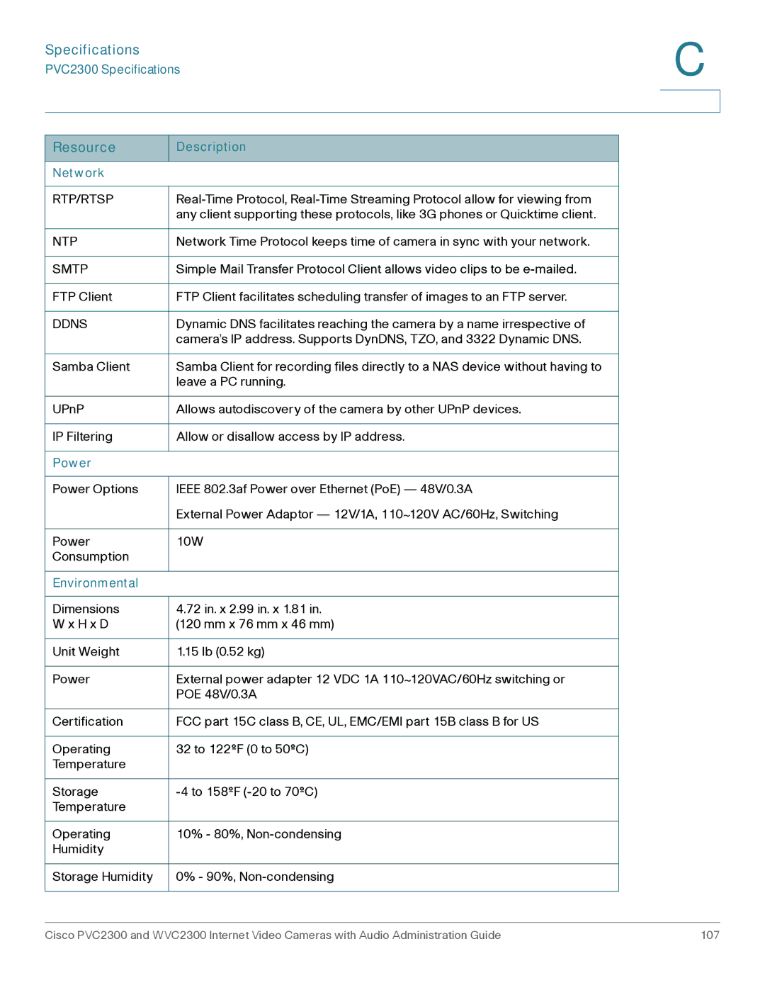 Cisco Systems WVC2300 manual Network 