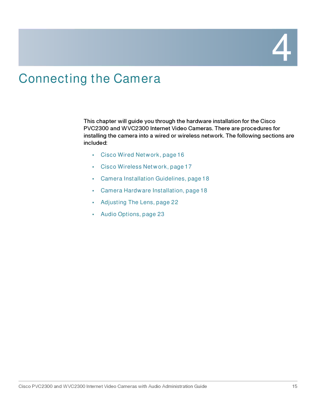 Cisco Systems WVC2300 manual Connecting the Camera 