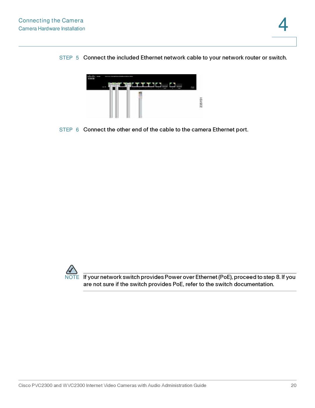 Cisco Systems WVC2300 manual Connecting the Camera 