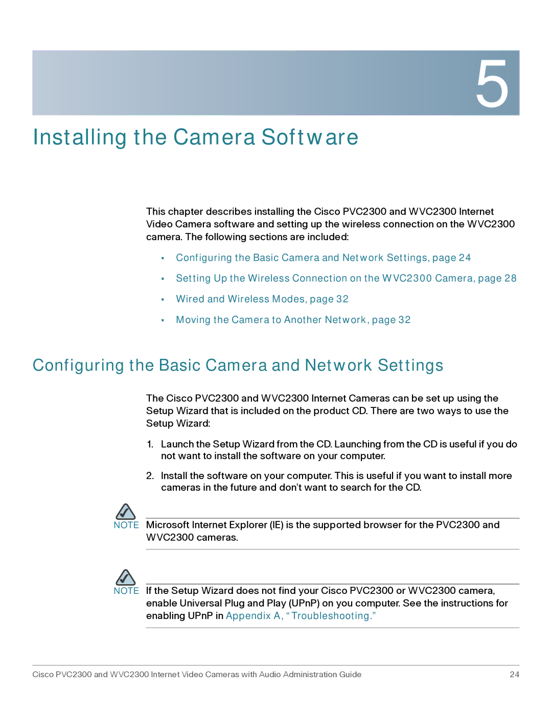 Cisco Systems WVC2300 Configuring the Basic Camera and Network Settings, Enabling UPnP in Appendix A, Troubleshooting 