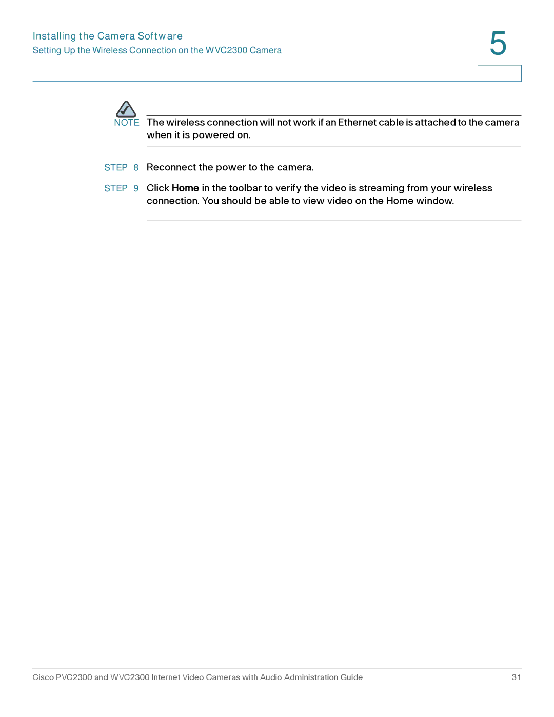 Cisco Systems WVC2300 manual Installing the Camera Software 