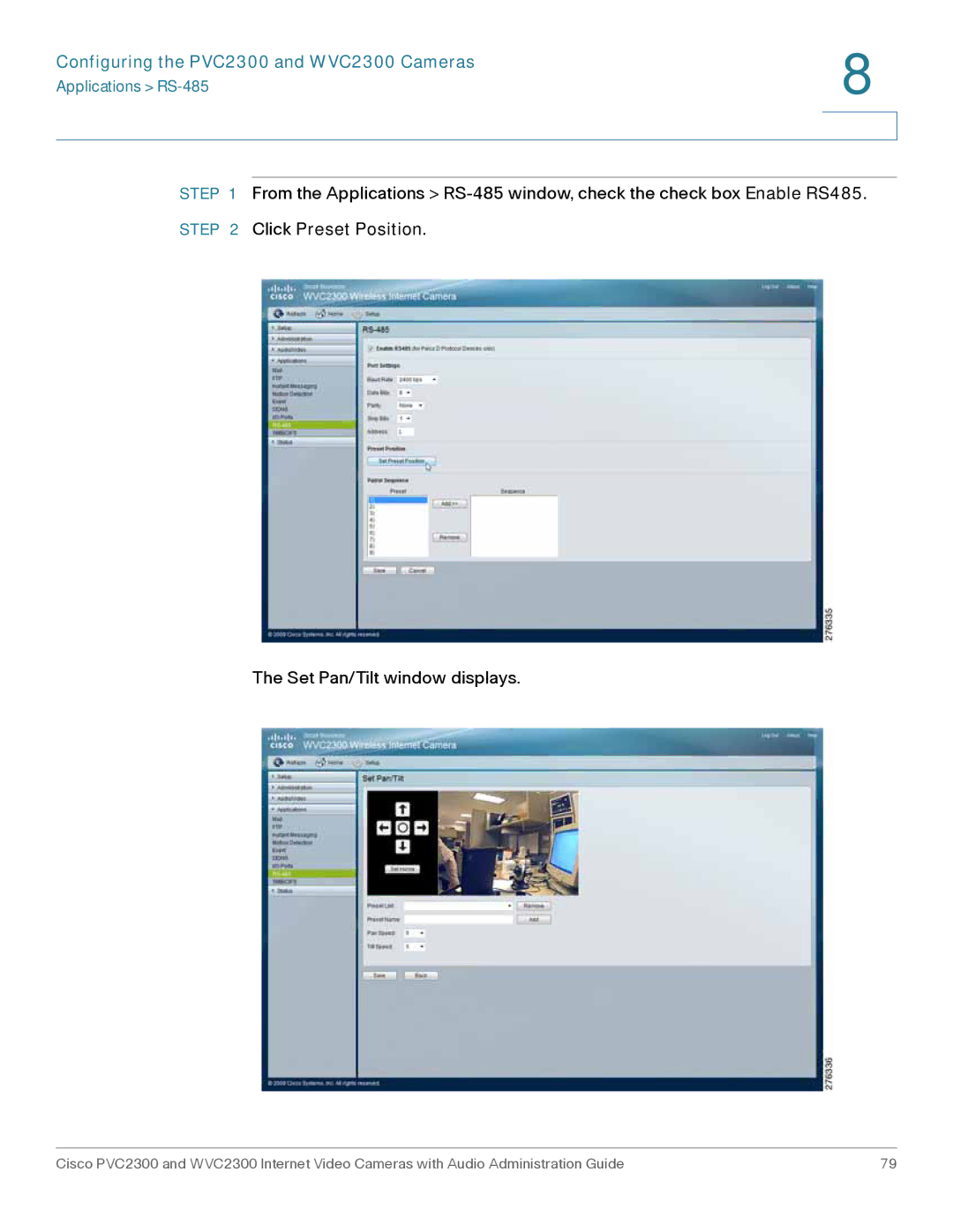 Cisco Systems manual Configuring the PVC2300 and WVC2300 Cameras 