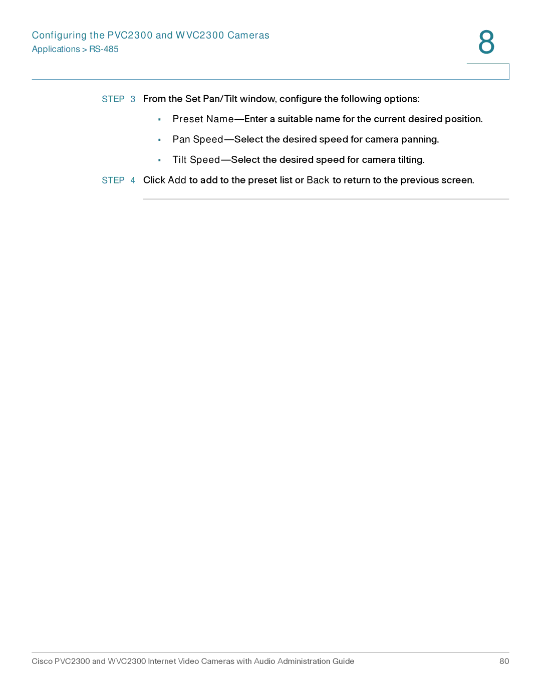 Cisco Systems manual Configuring the PVC2300 and WVC2300 Cameras 