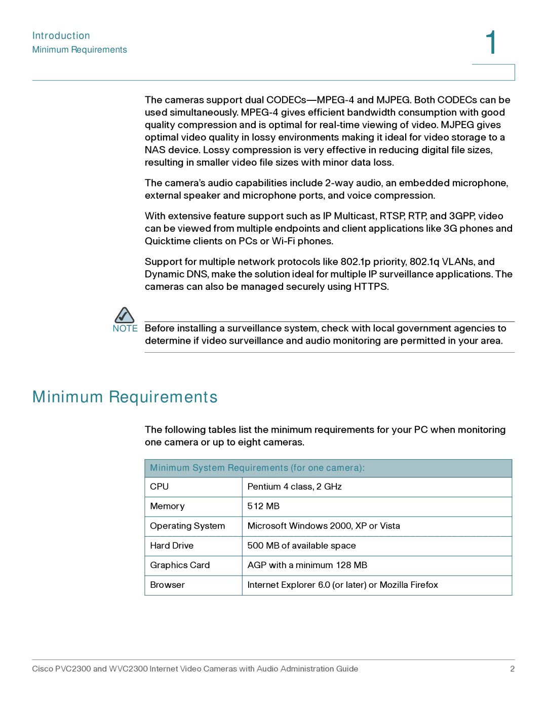 Cisco Systems WVC2300 manual Minimum Requirements, Introduction 