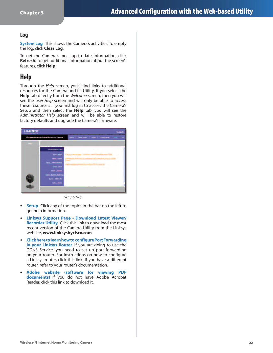 Cisco Systems WVC80N manual Help, Log 