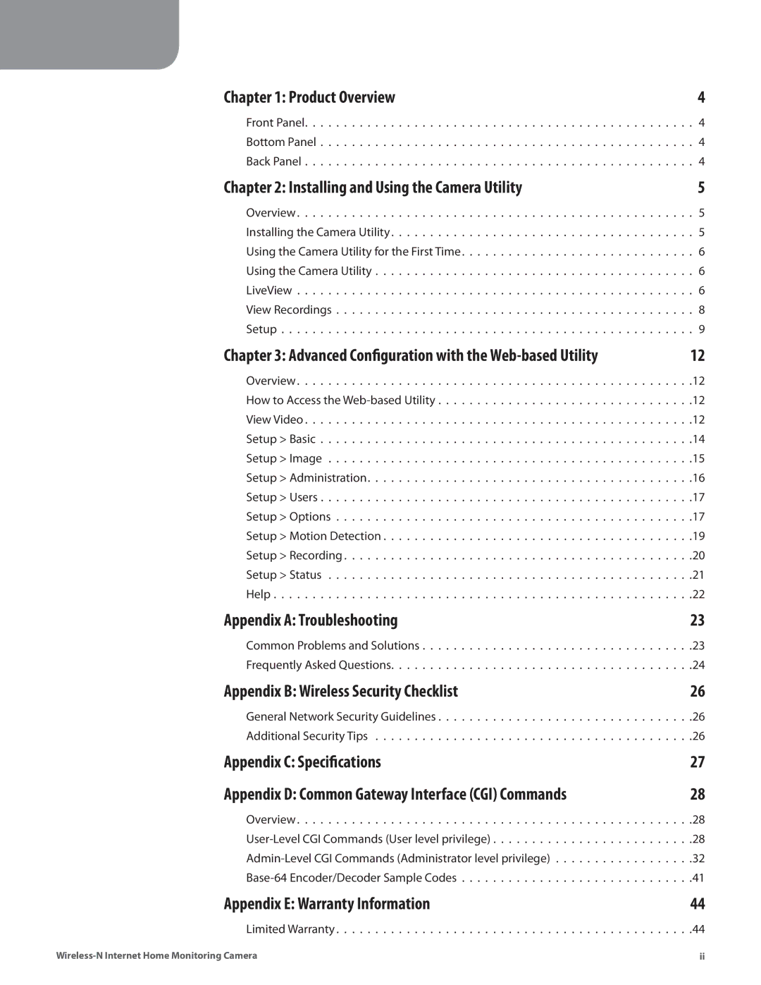 Cisco Systems WVC80N manual Table of Contents 