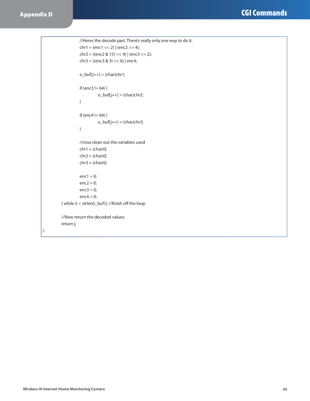 Cisco Systems WVC80N manual Chr2 = char0 chr3 = char0 