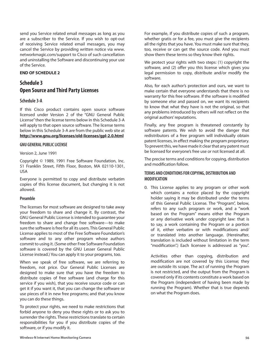 Cisco Systems WVC80N manual Schedule Open Source and Third Party Licenses, Schedule 3-A 