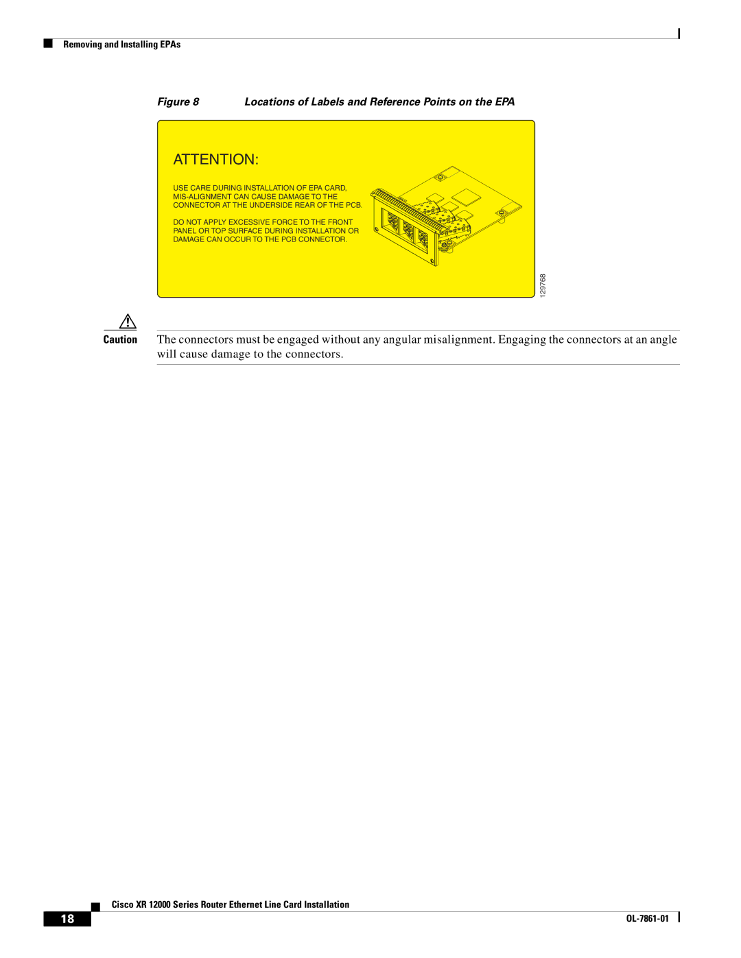 Cisco Systems XR 12000 Series specifications Locations of Labels and Reference Points on the EPA 