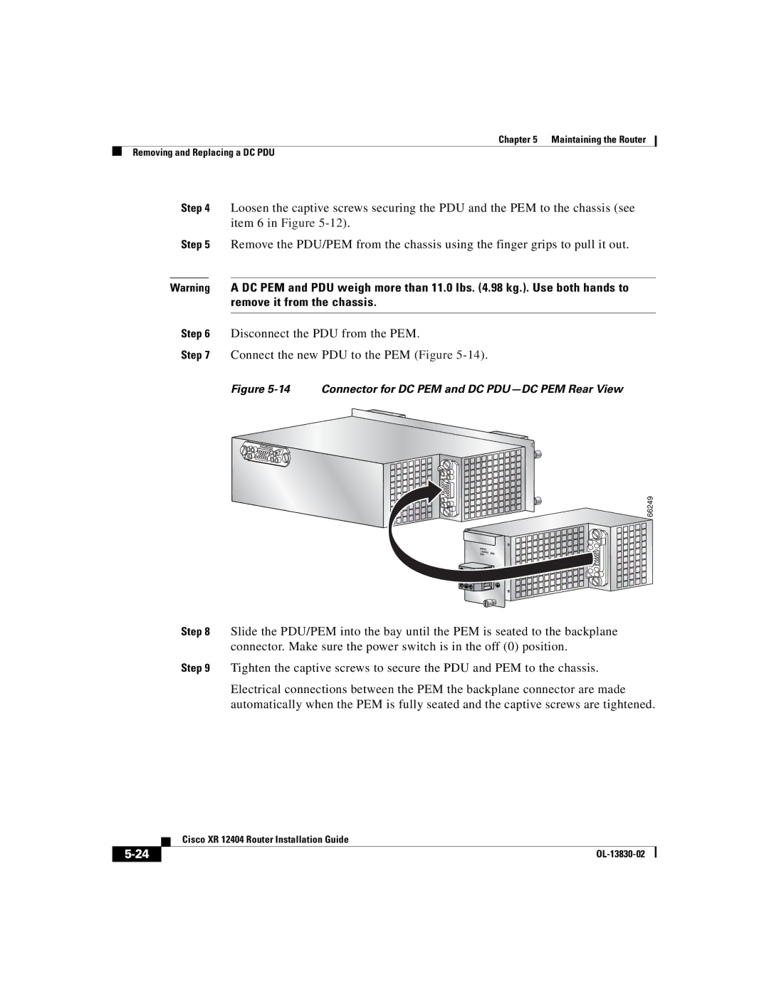 Cisco Systems XR 12404 manual Connector for DC PEM and DC PDU-DC PEM Rear View 