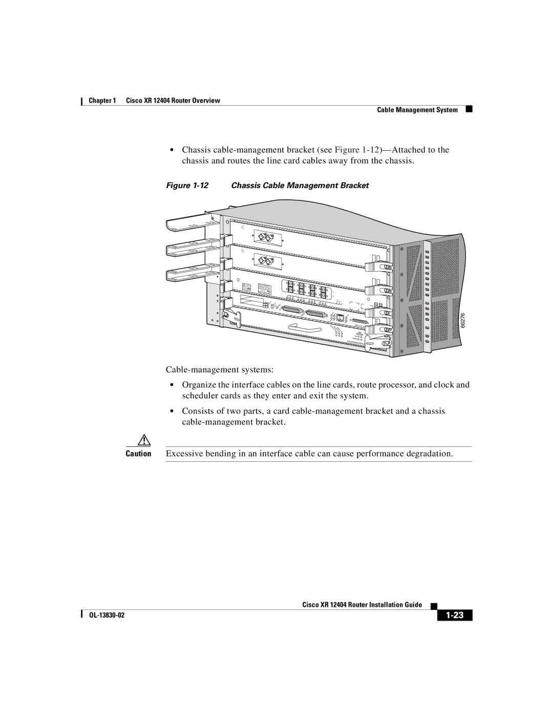 Cisco Systems XR 12404 manual Chassis Cable Management Bracket 