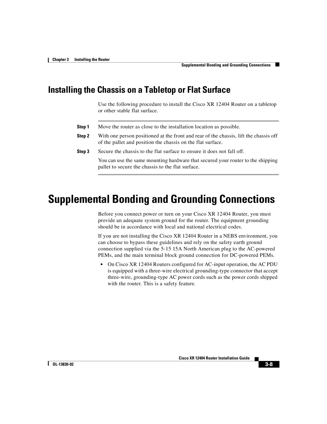 Cisco Systems XR 12404 manual Supplemental Bonding and Grounding Connections 