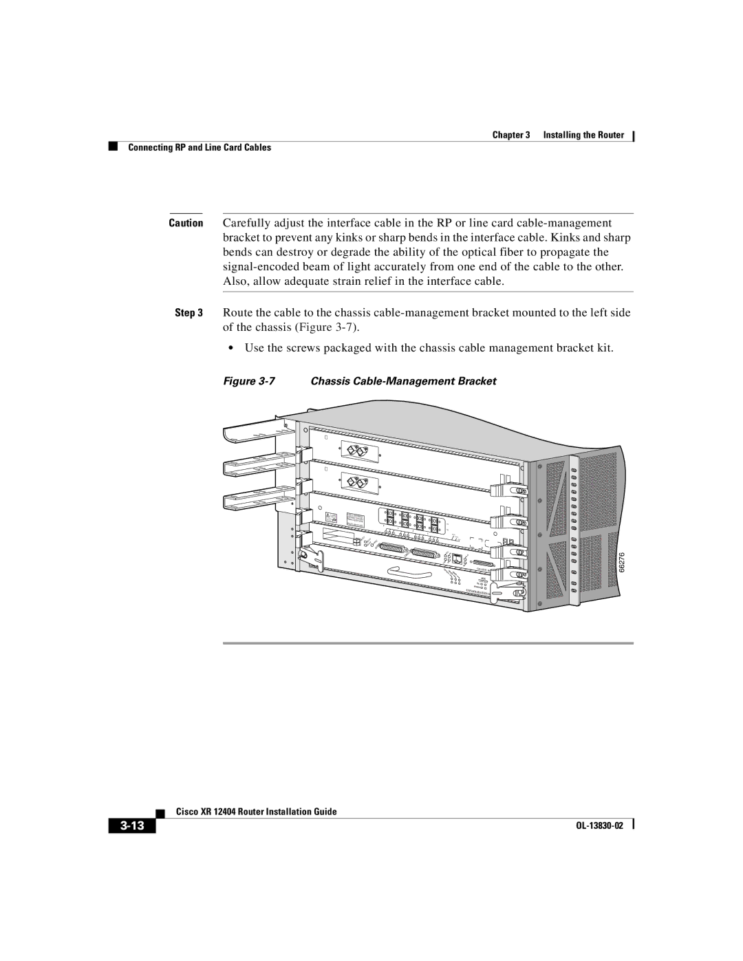 Cisco Systems XR 12404 manual Chassis Cable-Management Bracket 