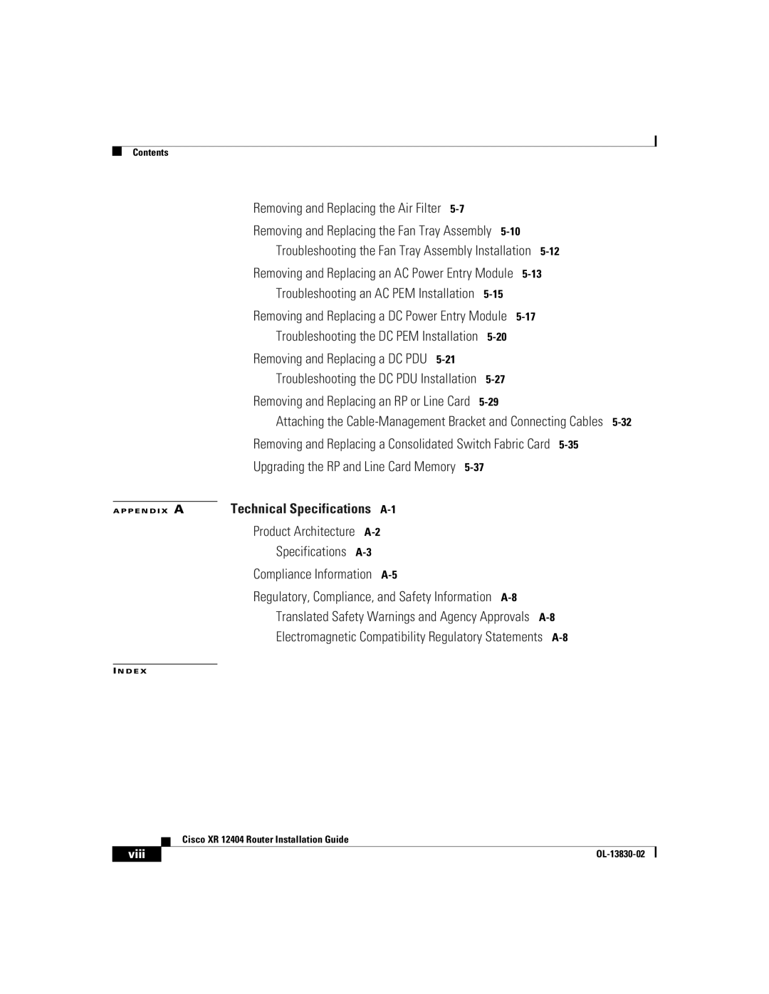 Cisco Systems XR 12404 manual Viii 