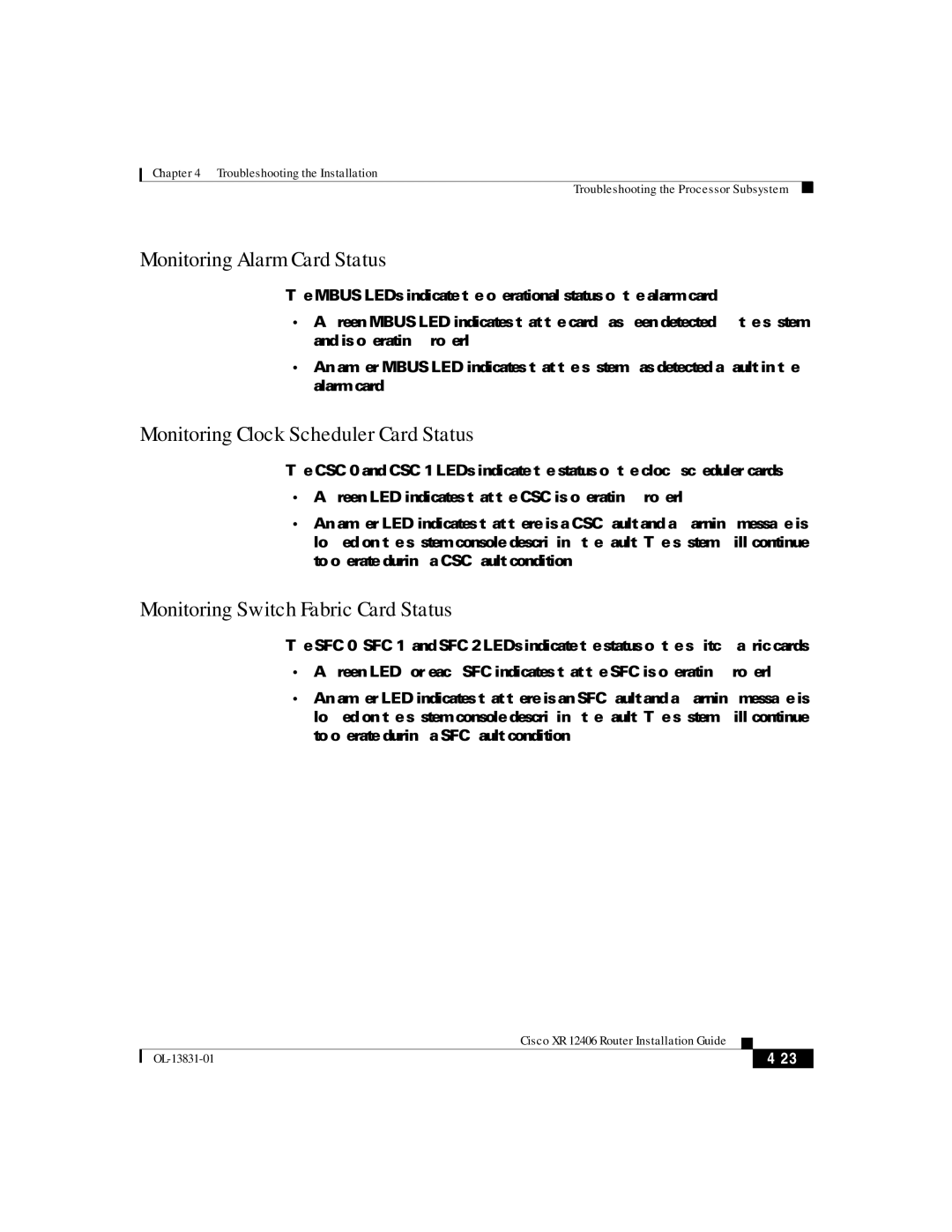 Cisco Systems XR 12406 manual Monitoring Alarm Card Status, Monitoring Clock Scheduler Card Status 