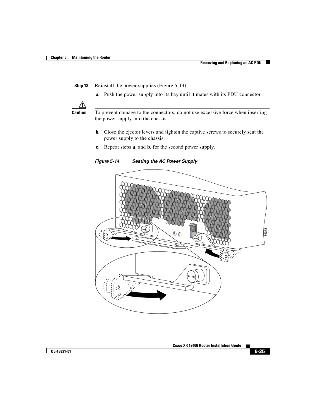 Cisco Systems XR 12406 manual Seating the AC Power Supply 