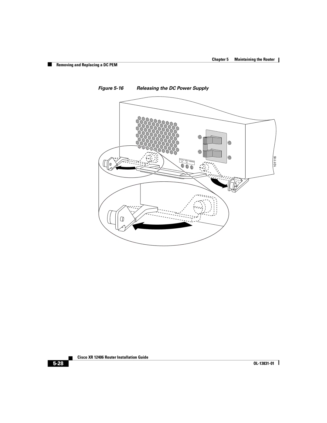 Cisco Systems XR 12406 manual Releasing the DC Power Supply 