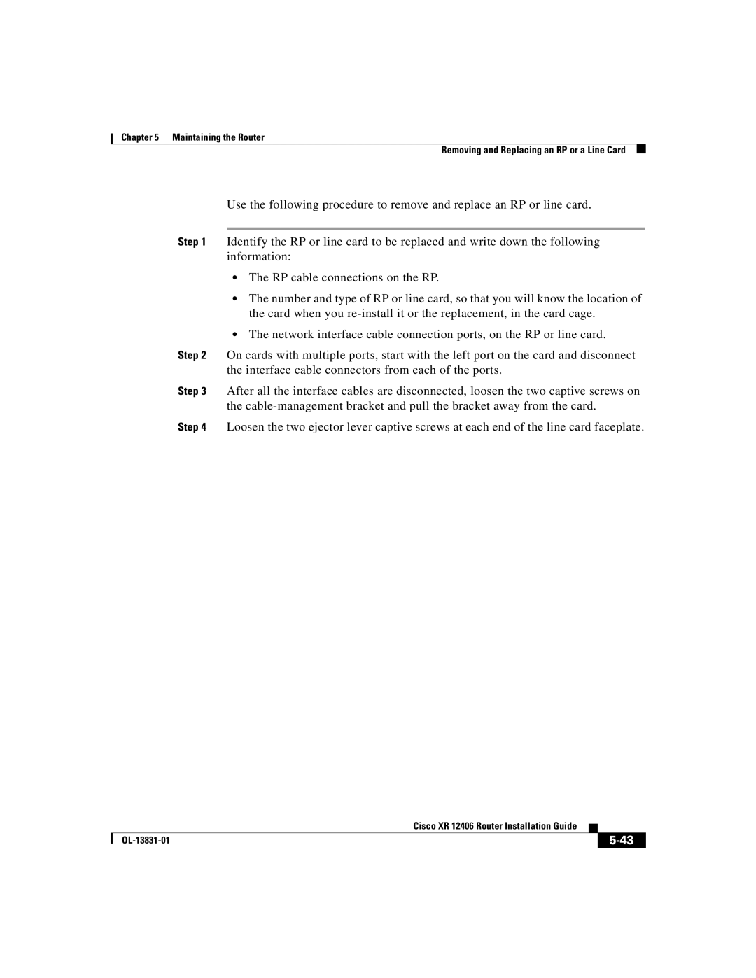 Cisco Systems XR 12406 manual OL-13831-01 