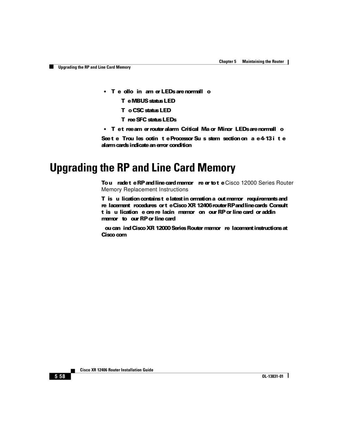 Cisco Systems XR 12406 manual Upgrading the RP and Line Card Memory 