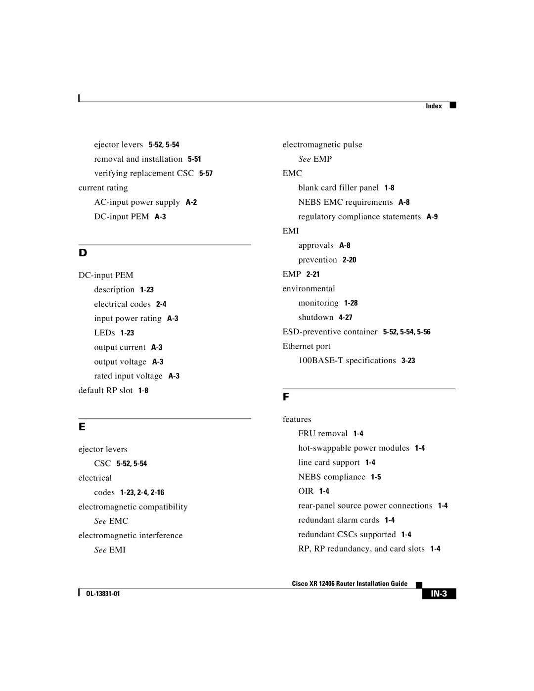 Cisco Systems XR 12406 manual Emc, Emi 