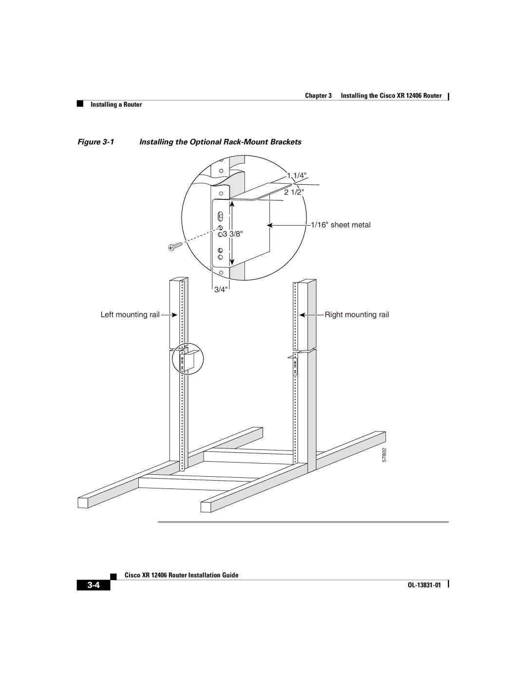 Cisco Systems XR 12406 manual Installing the Optional Rack-Mount Brackets 