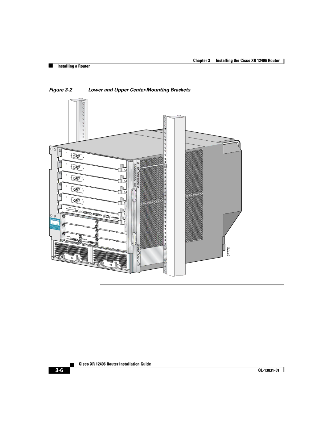 Cisco Systems XR 12406 manual Lower and Upper Center-Mounting Brackets 