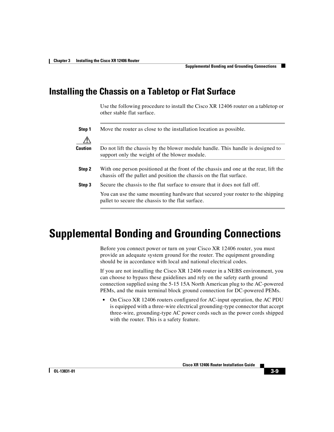 Cisco Systems XR 12406 manual Supplemental Bonding and Grounding Connections 