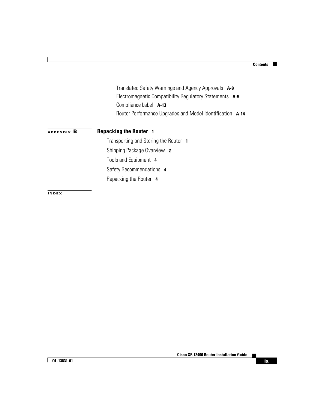 Cisco Systems XR 12406 manual Safety Recommendations, Translated Safety Warnings and Agency Approvals A-9 